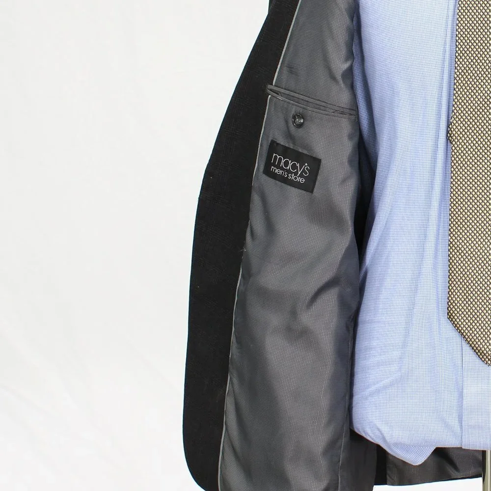 Sean John 44L Gray Check 2-Button Sport Coat Blazer Jacket P414